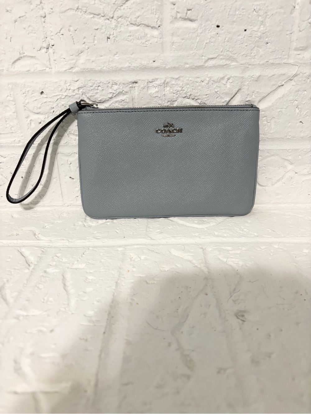Coach Powder Blue Leather Wristlet Clutch